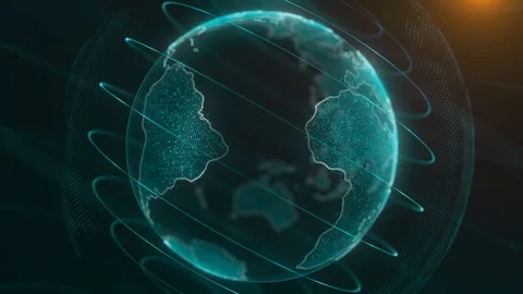 Pixel planet Earth animation. Animation of space with digital exploding Earth Stock Footage 104776874