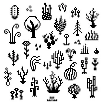Pixel plants Stock Illustration