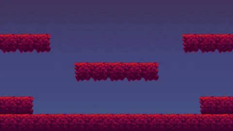 Pixel platform game level with floating platforms Illustrazione stock
