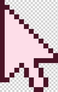 Pixel pointer pointing upper-left on transparent canvas showing pink interior Stock Illustration