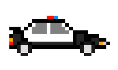Pixel police car image. Vector Illustration of pixel art. Illustrazione stock