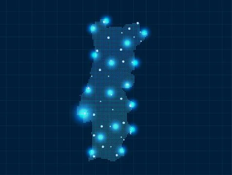 Pixel Portugal map Stock Illustration