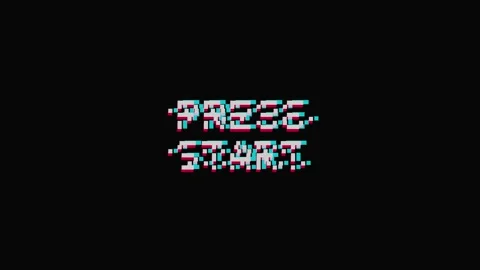 Pixel press start. Retro 8-bit press start animation on black background Stock Footage 340549997