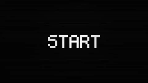Pixel press start. Retro pixel art START text on black background Stock Footage 340550025