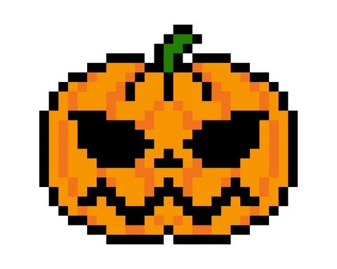 Pixel pumpkin halowen image. Vector Illustration of pixel art. Illustrazione stock