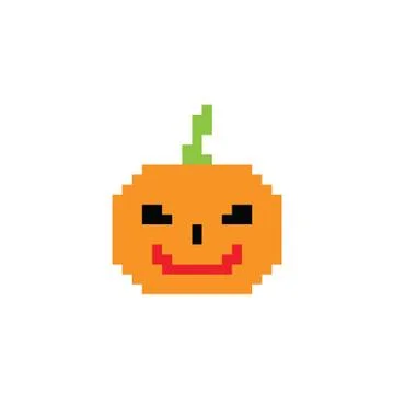 Pixel pumpkin  icon vector pixel element for game Happy Halloween,  Thanksgiv Stock Illustration