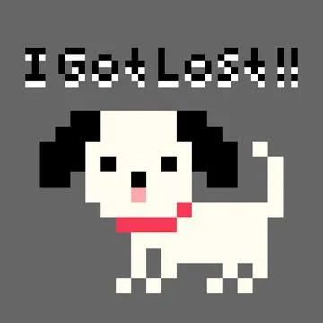 Pixel puppy got lost image for 8 bit game assets. Illustrazione stock
