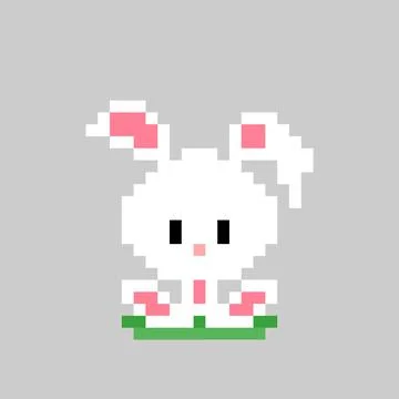 Pixel rabbit image. Vector illustration of cross stitch pattern. Stock Illustration