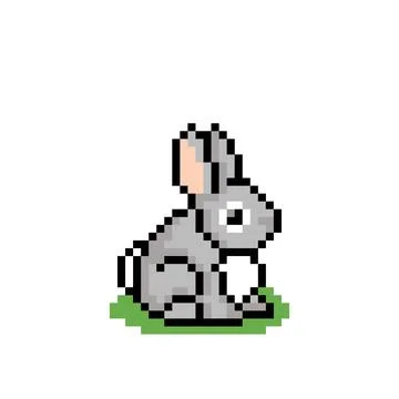 Pixel rabbit image. Vector illustration of animal cross stitch pattern. Stock Illustration