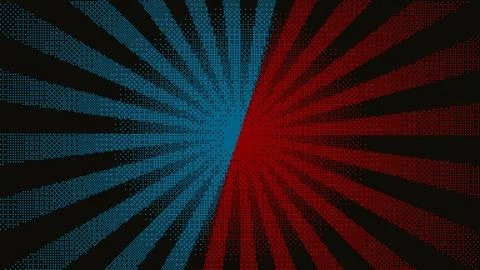 Pixel radial burst blue red background illustration 库存插图