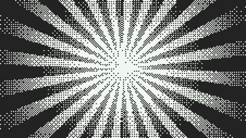 Pixel radial burst rotating monochrome background Stock Footage 331799464