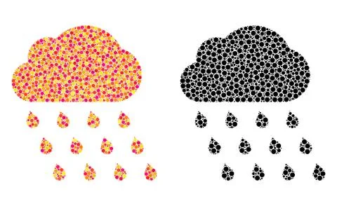 Pixel Rain Cloud Mosaic Icons Stock Illustration