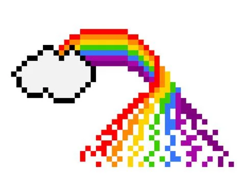 Pixel rainbow and clouds image. Pattern crochet sample. Vector Illustration o Illustrazione stock