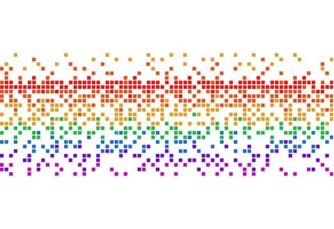 Pixel rainbow colored horizontal divider. Stock Illustration