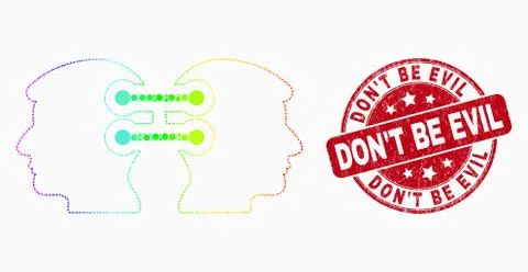 Pixel rainbow gradiented head links integration mosaic pictogram and Don'T Be Stock Illustration