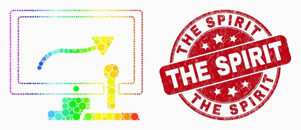 Pixel rainbow gradiented remote control display mosaic pictogram and The Spir Stock Illustration