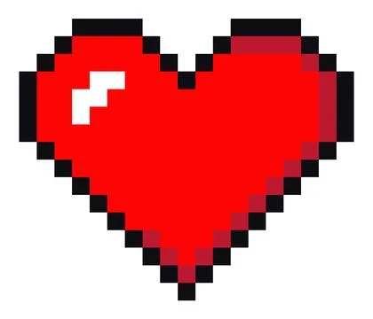 Pixel red heart icon isolated on white background. Vector illustration. Pixel Stock Illustration