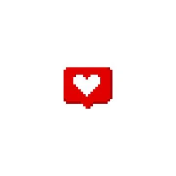 Pixel red window with white heart. 8 bit Dialog box for social networks. Illustrazione stock