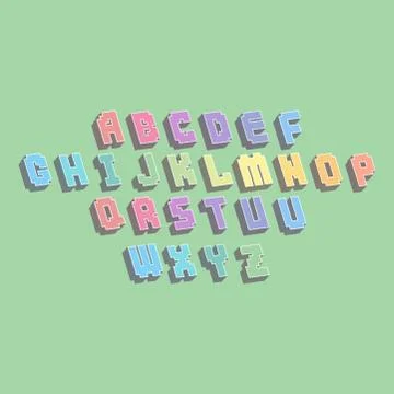 Pixel retro font video computer game design 8 bit letters electronic futuristic イラスト素材