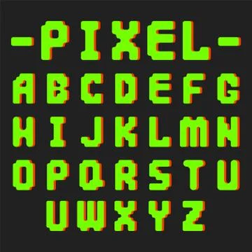 Pixel retro font video computer game design 8 bit letters electronic futuristic イラスト素材