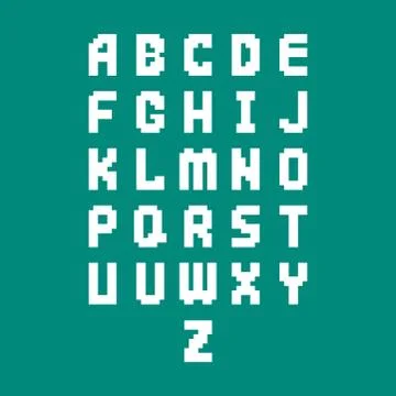 Pixel retro font video computer game design 8 bit letters electronic futuristic Stock Illustration
