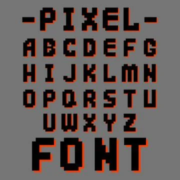 Pixel retro font video computer game design 8 bit letters electronic futuristic イラスト素材