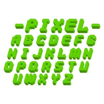 Pixel retro font video computer game design 8 bit letters electronic futuristic Stock Illustration