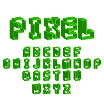 Pixel retro font video computer game design 8 bit letters electronic futuristic イラスト素材