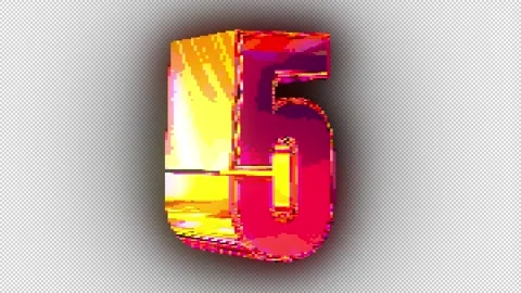 Pixel Retro Iridescent Countdown On Alpha Stock Footage 315477166