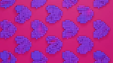 Pixel retro red animated background with purple hearts 스톡 동영상 169741427