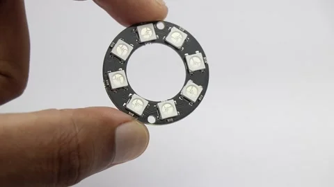 Pixel ring light with 8 RGB Led that is individually addressable Stock Footage 335227699