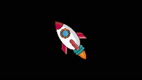Pixel rocket glitch icon animated. Stock Footage 167814540
