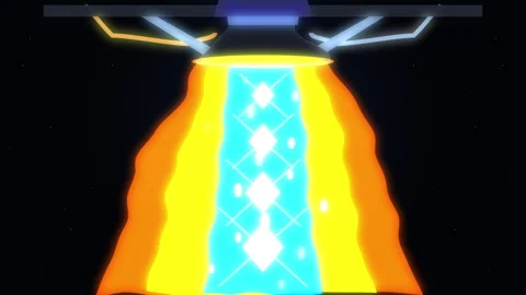 Pixel rocket thruster flame animation loop exhaust engine power Stock Footage 347250694