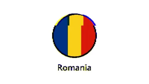 Pixel Romania flag with glitch effect on white background Stock Footage 246580426