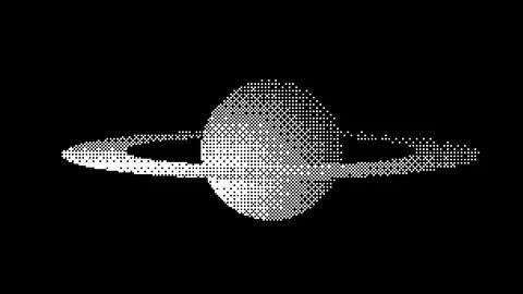 Pixel Saturn planet vector illustration with dithering effect Stock Illustration