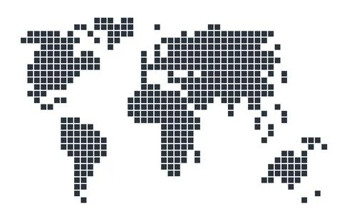 The pixel scheme of the globe map geography, dotted continents, Illustrazione stock