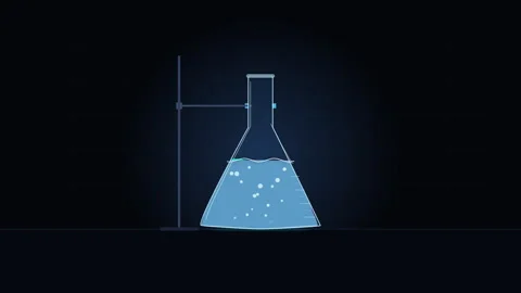 Pixel science lab flask animation with bubbling magic potion liquid Stock Footage 346552803