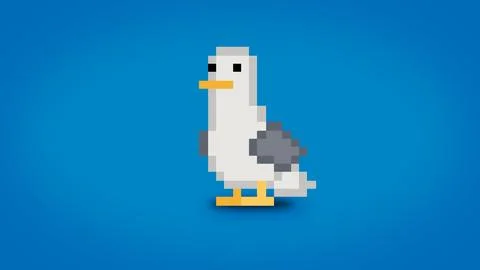 Pixel sea gull background - high res 8 bit wallpaper Stock-Fotos
