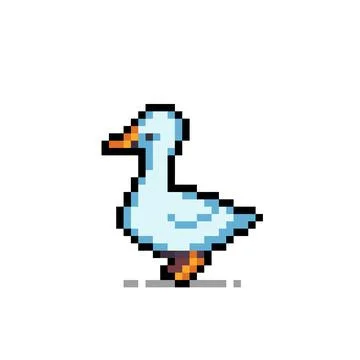Pixel seagull for 8 bit games. cross stitch pattern vector illustration. Stock Illustration