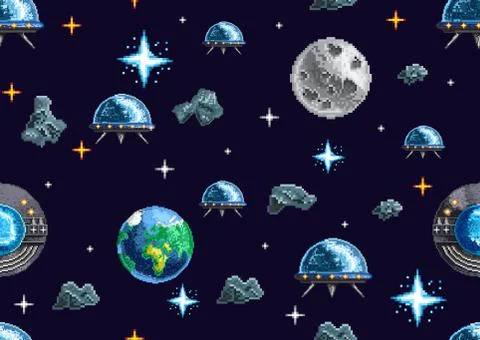 Pixel seamless background with space Illustrazione stock