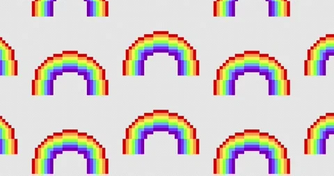 Pixel seamless pattern rainbow. Pixel art 8 bit Loop ProRes 4444 Alpha channel Vídeo Stock 148485921