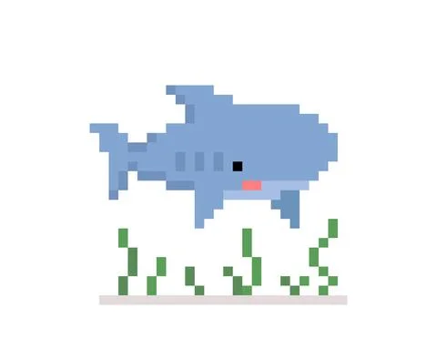 Pixel shark image. Vector Illustration. Illustrazione stock
