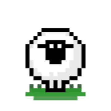 Pixel sheep image. cross stitch pattern vector illustration. Stock Illustration