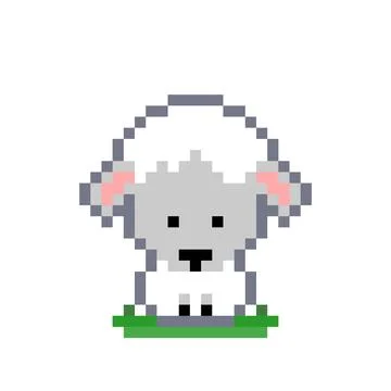 Pixel sheep image. cross stitch pattern vector illustration. Stock Illustration