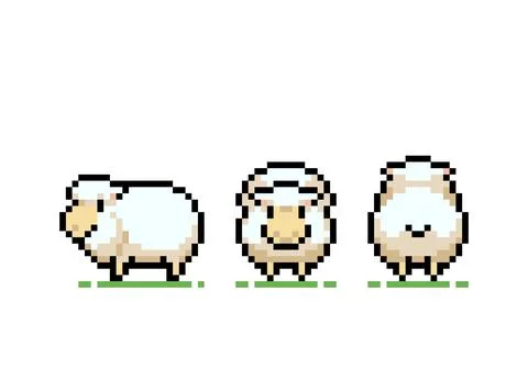 Pixel sheep image. cross stitch pattern vector illustration. Stock Illustration