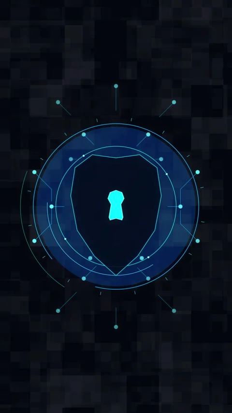 Pixel shield cyber security lock loop motion graphic animation Vídeo Stock 346648064