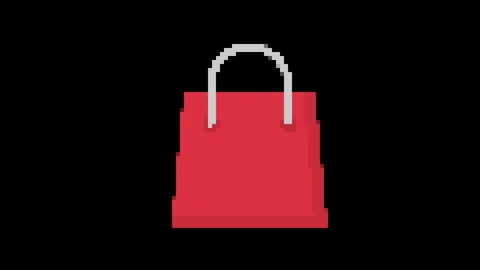 Pixel shopping bag Glitch icon animated. glitch effect Stock Footage 253174757