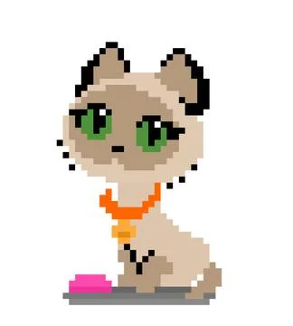 Pixel siamese cat image for game assets. Illustrazione stock