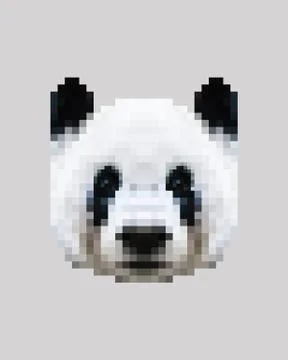 Pixel siberian panda face Stock Illustration