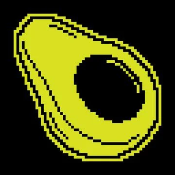 Pixel silhouette icon, avocado fruit cut in half with seed in middle. Exoti.. Stock-Illustration